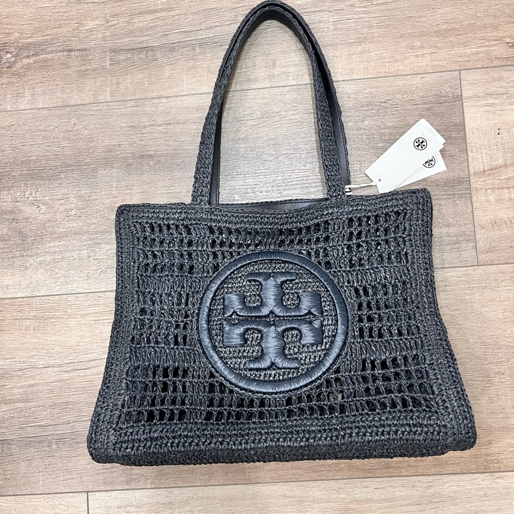 Tory Burch Black SMALL ELLA HAND-CROCHETED TOTE